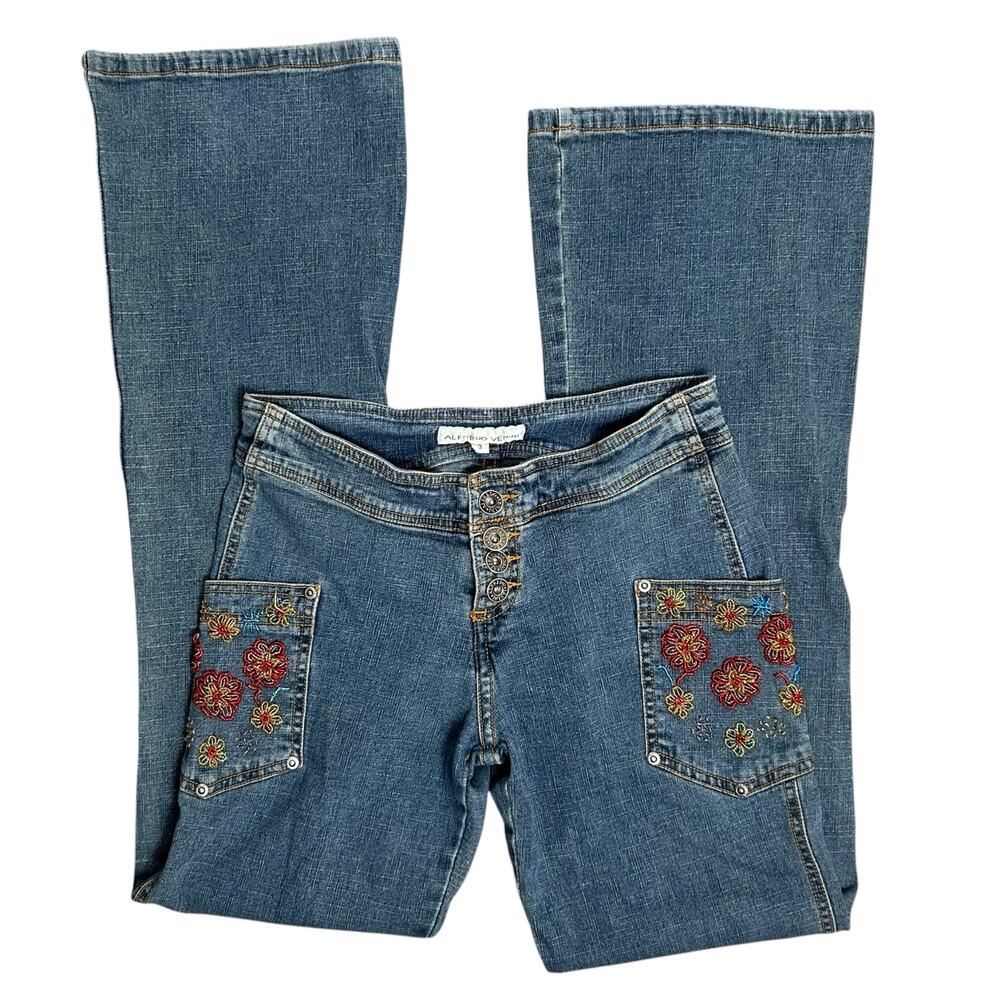 Vintage Y2K Alfredo Vinini Floral Beaded Jeans Size 3